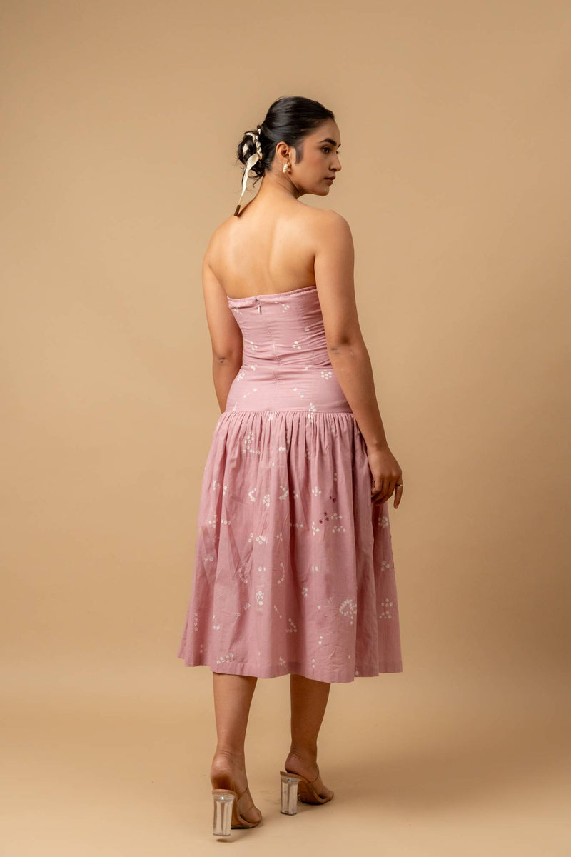 Bellblush bandhani dress by Doodlage in pink color for women in Singapore