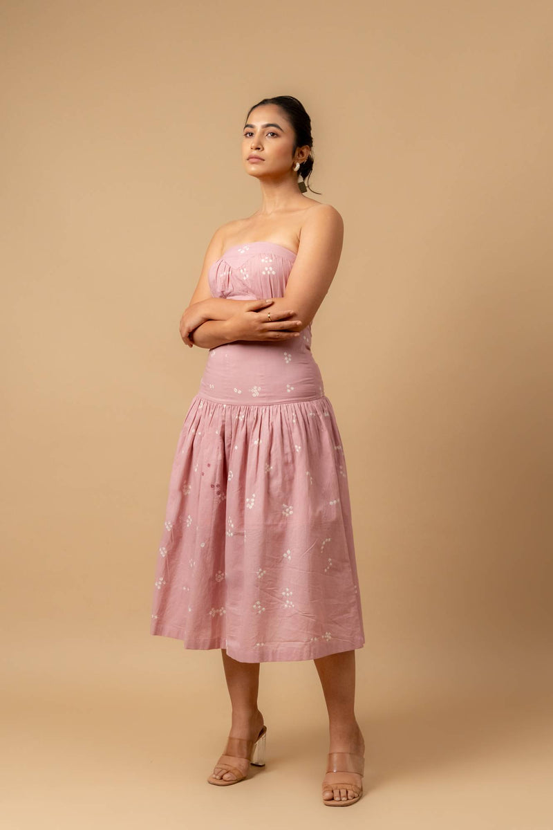 Bellblush bandhani dress by Doodlage in pink color for women in Singapore