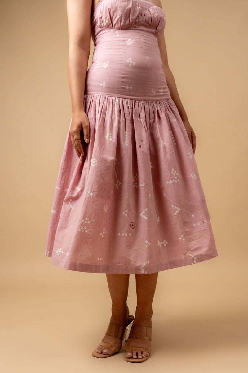 Bellblush bandhani dress by Doodlage in pink color for women in Singapore
