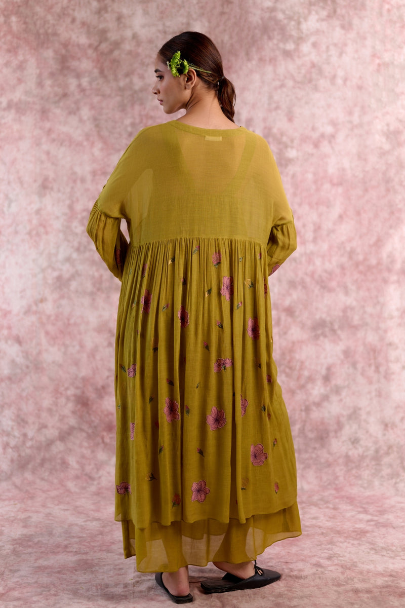 Vera Embroidered Dress cotton by Doodlage in green color for women in Singapore