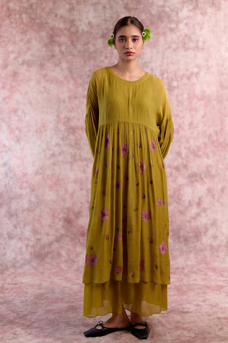 Vera Embroidered Dress cotton by Doodlage in green color for women in Singapore