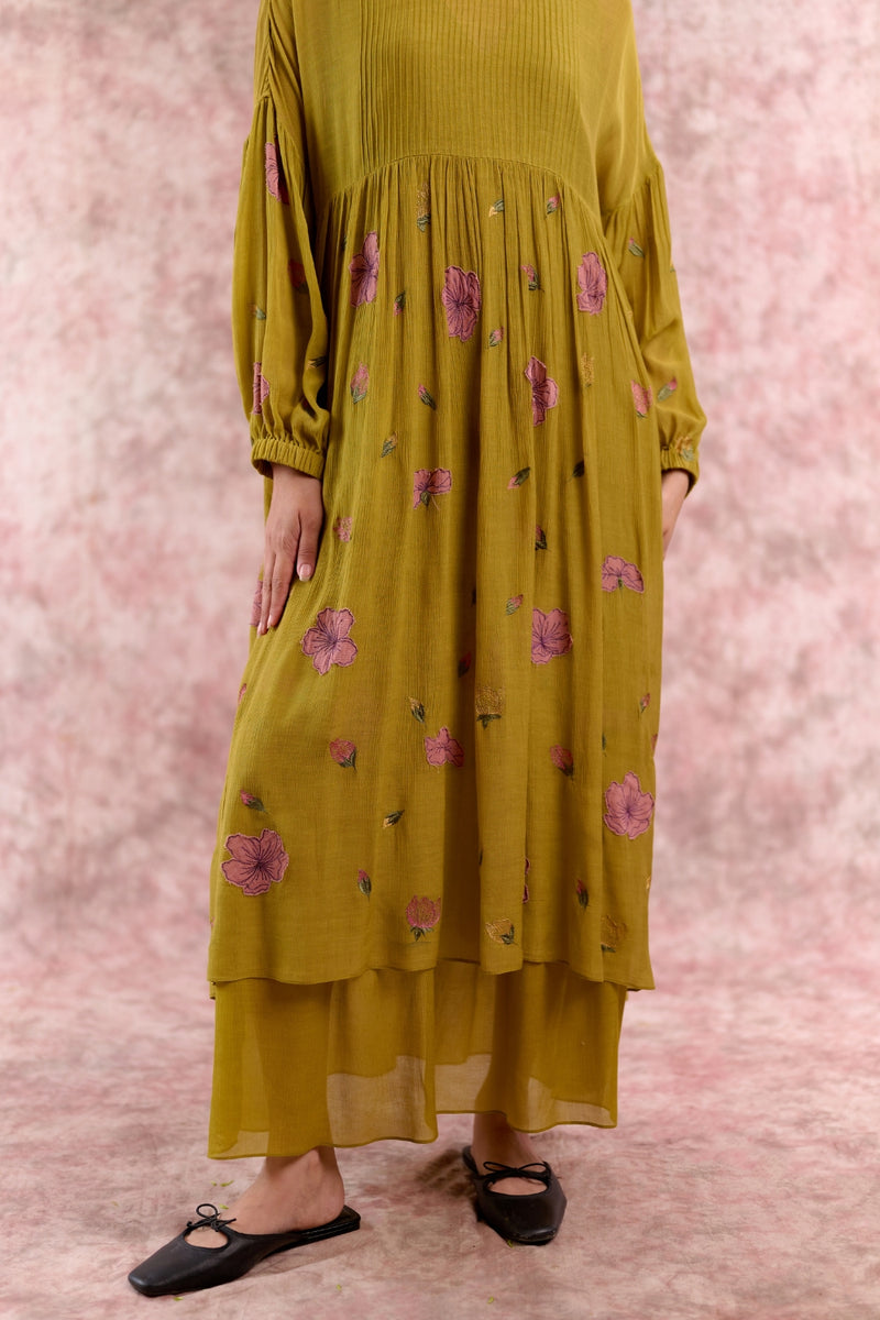 Vera Embroidered Dress cotton by Doodlage in green color for women in Singapore