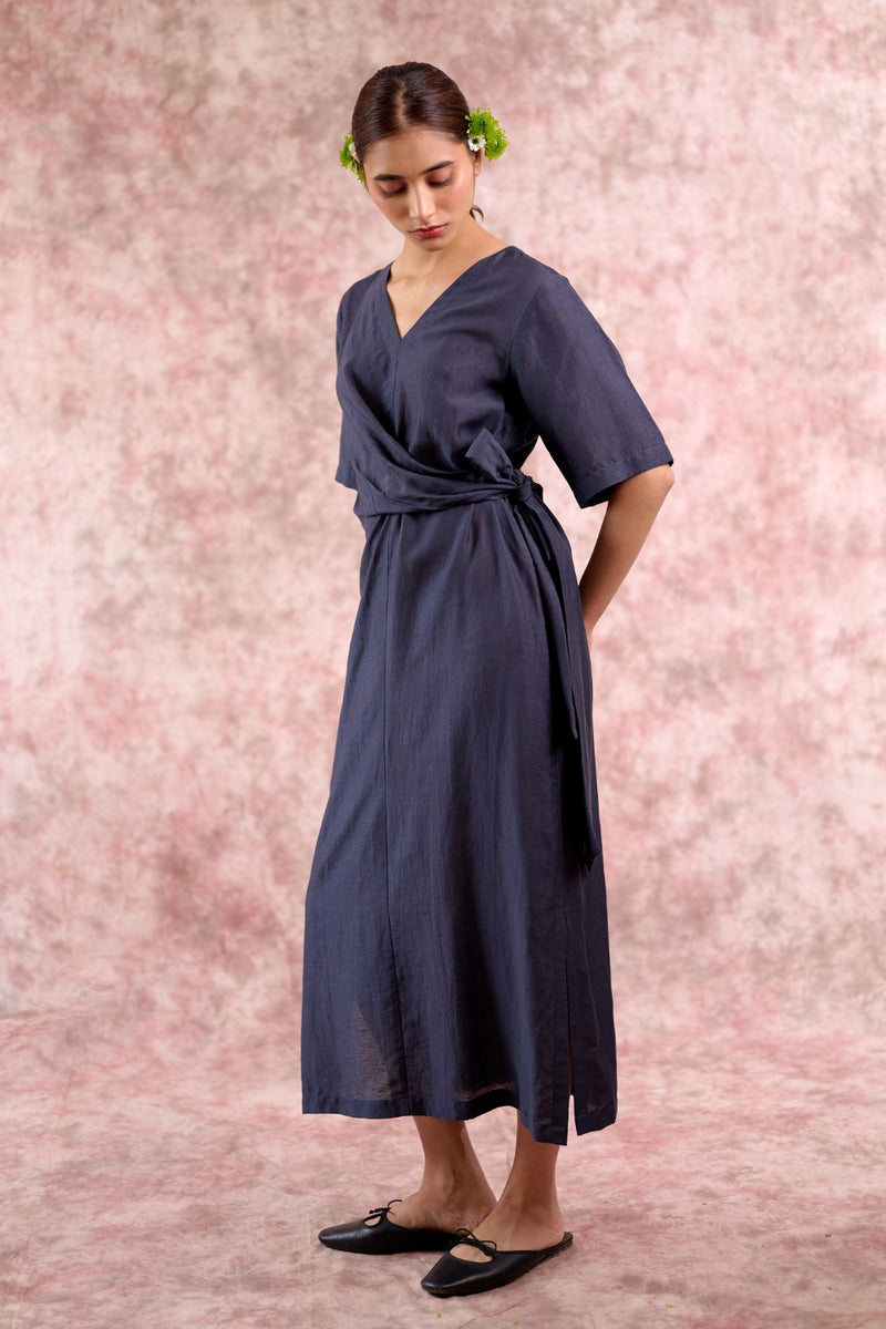 Eden Navy dress georgette by Doodlage in navy color for women in Singapore