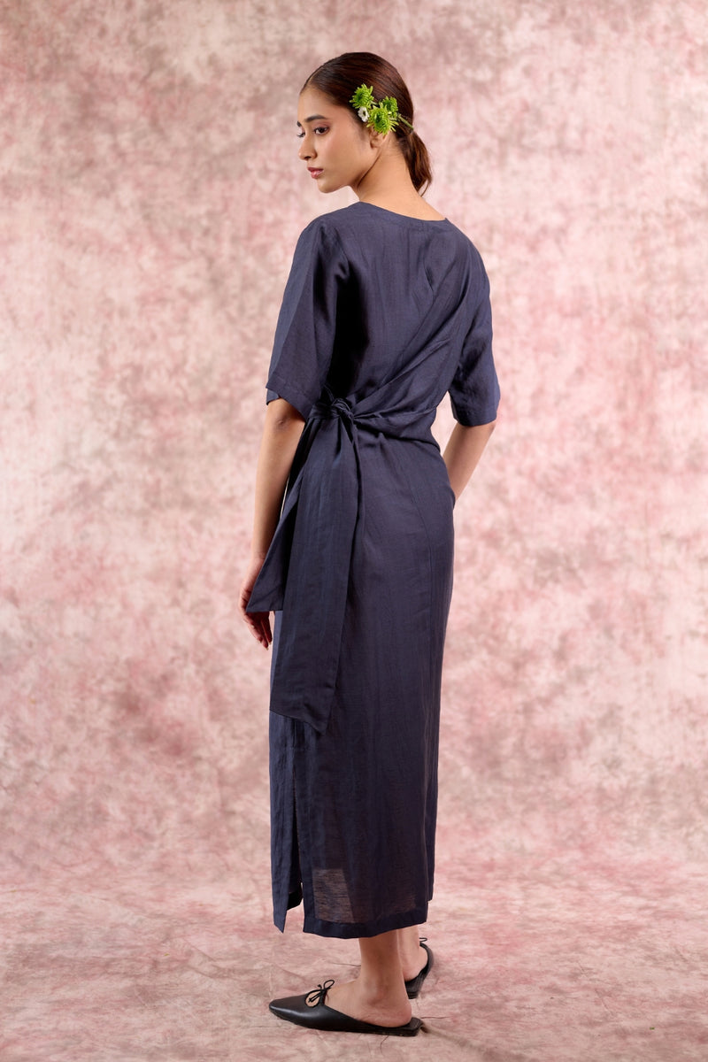 Eden Navy dress georgette by Doodlage in navy color for women in Singapore