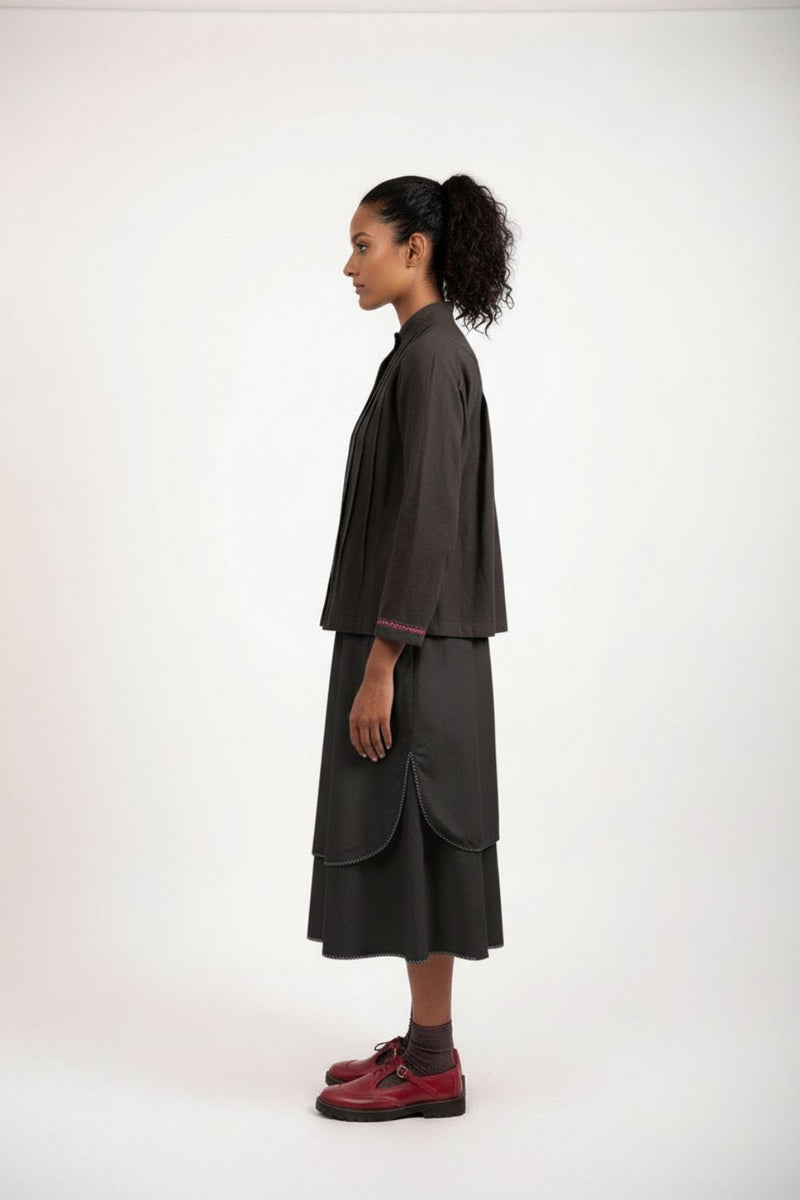 Varna Grey Jacket cotton by Doodlage in grey color for women in Singapore