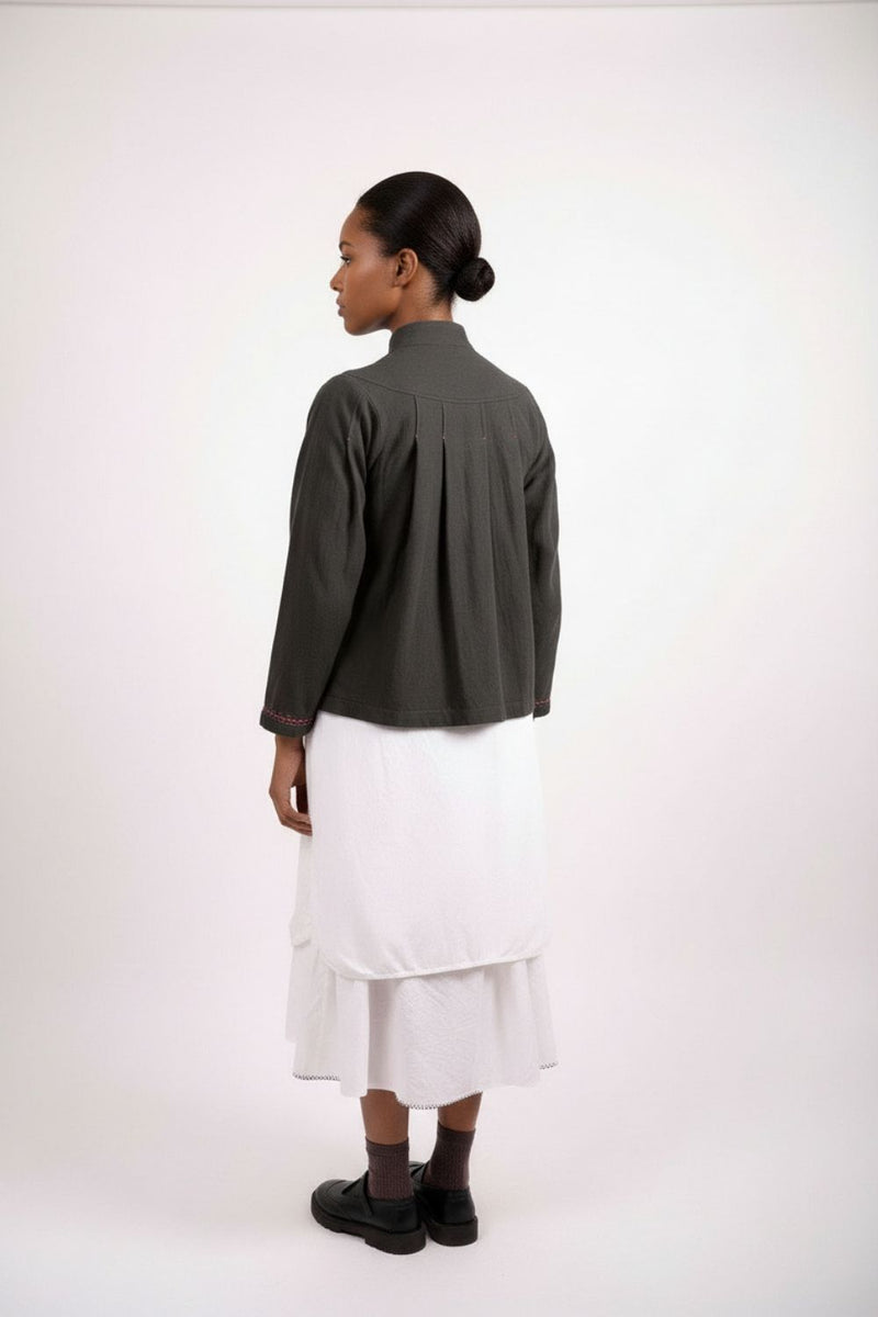 Varna Grey Jacket cotton by Doodlage in grey color for women in Singapore