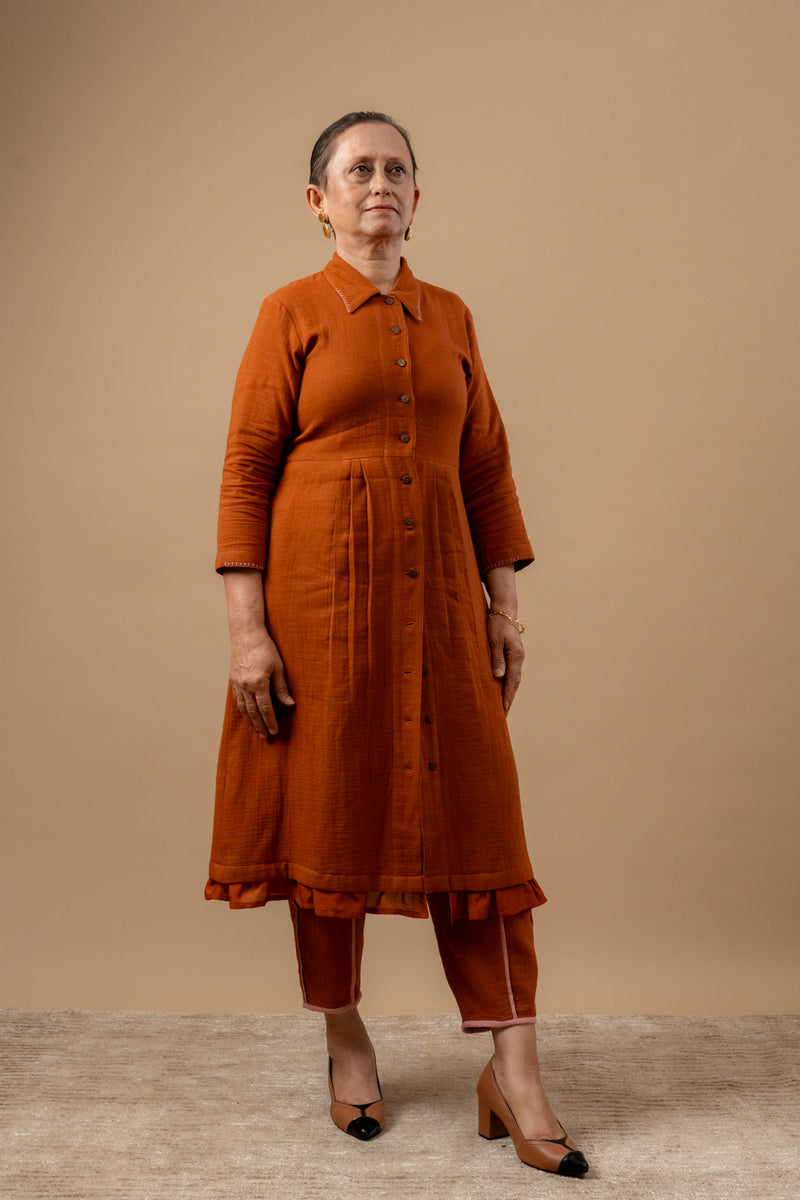 Carolle Pants organic cotton gauge by Doodlage in rust color for women in Singapore