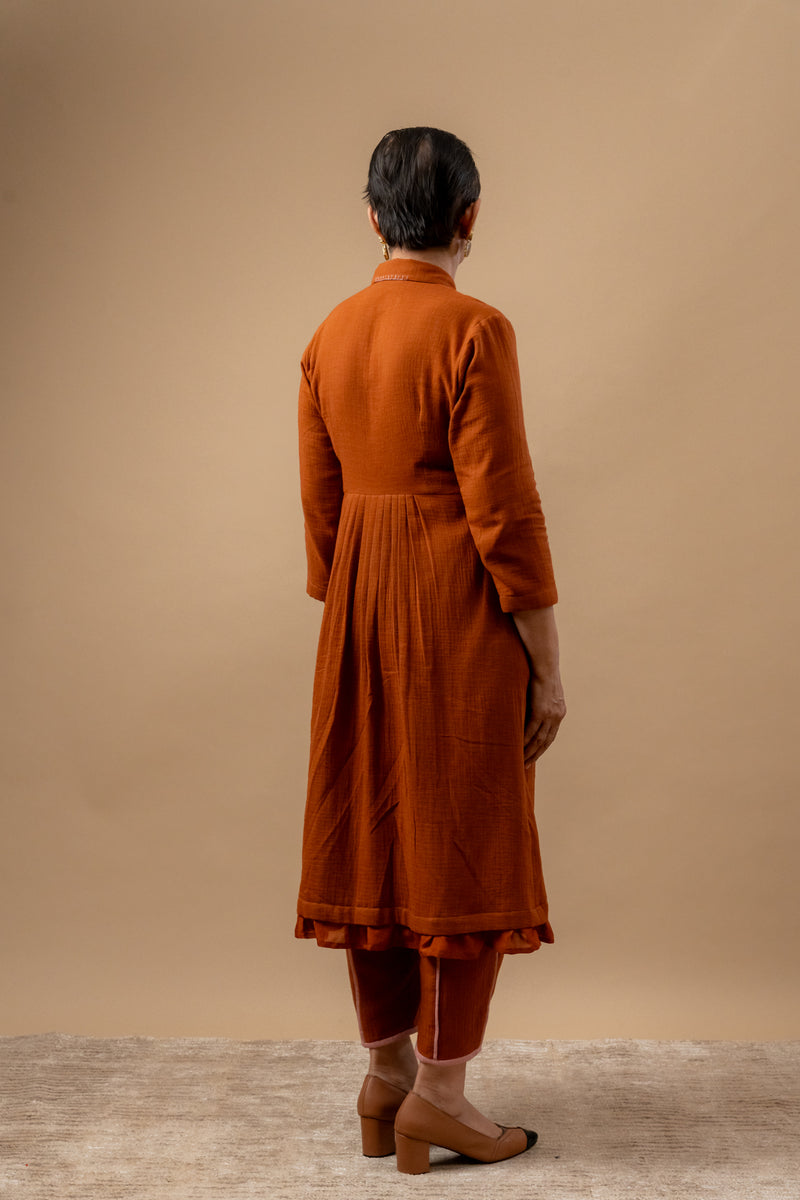 Carolle Pants organic cotton gauge by Doodlage in rust color for women in Singapore