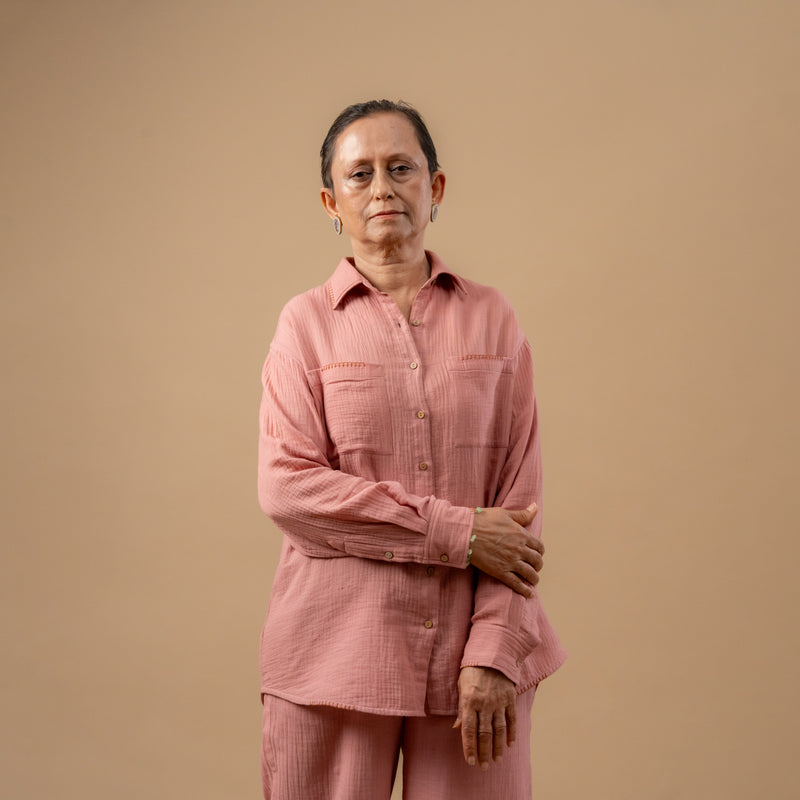 Carmen Pants organic cotton gauge by Doodlage in pink color for women in Singapore