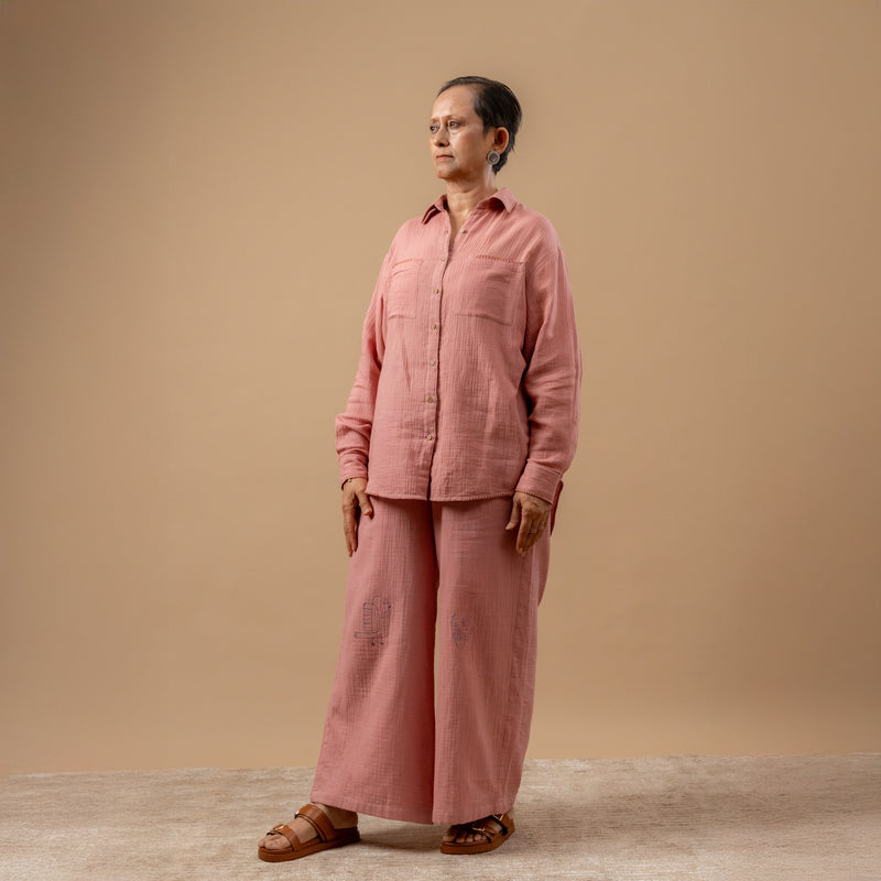Firefly Flicker Pants organic cotton gauge by Doodlage in beige color for women in Singapore
