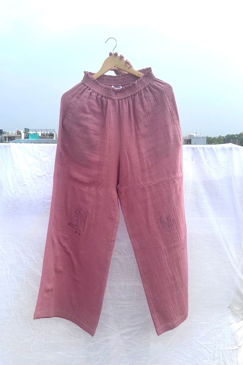 Firefly Flicker Pants organic cotton gauge by Doodlage in beige color for women in Singapore
