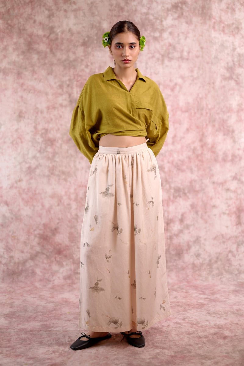 REHNO BEIGE PANTS georgette by Doodlage in beige color for women in Singapore