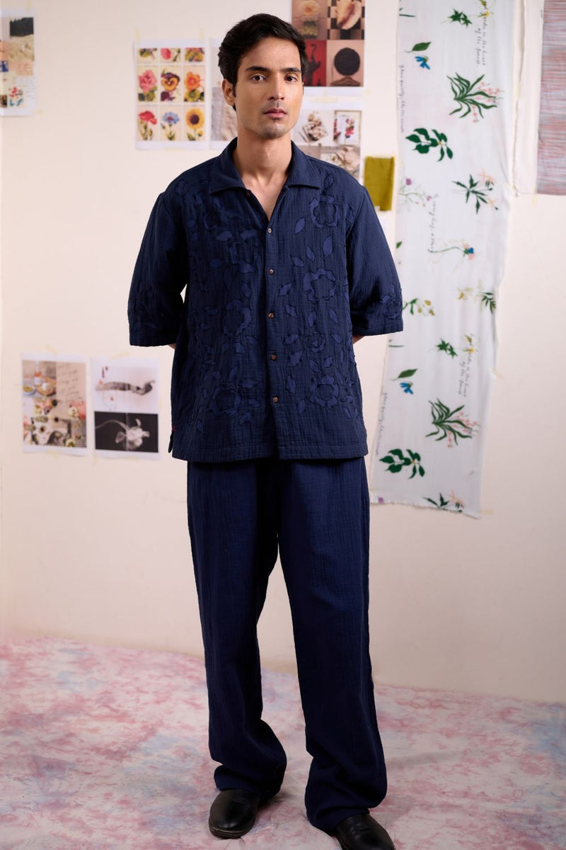 REGEN NAVY PANTS linen by Doodlage for women in Singapore