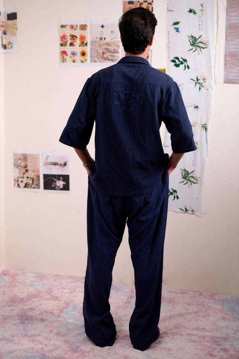 REGEN NAVY PANTS linen by Doodlage for women in Singapore