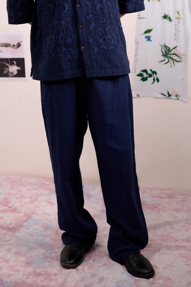REGEN NAVY PANTS linen by Doodlage for women in Singapore