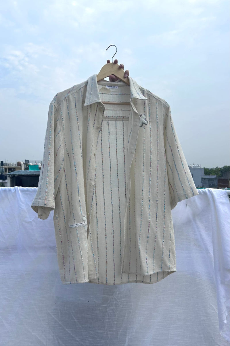 Vivianne Unisex Shirt by Doodlage in beige color for women in Singapore