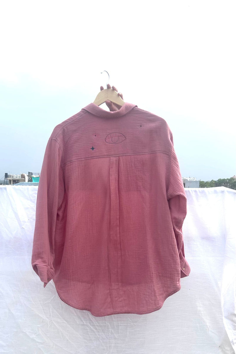 Carmen Shirt organic cotton gauge by Doodlage in pink color for women in Singapore