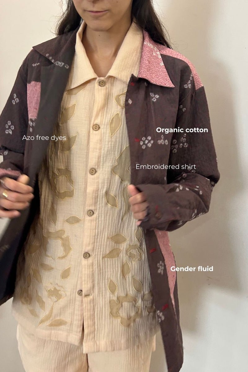 FLORIQUE BEIGE SHIRT organic cotton gauze by Doodlage for women in Singapore
