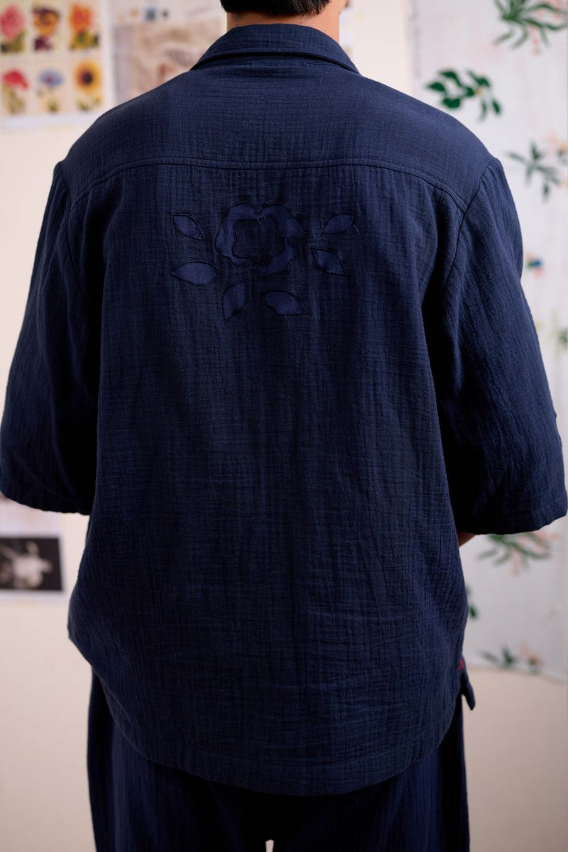 FLORIQUE NAVY SHIRT organic cotton gauze by Doodlage for women in Singapore