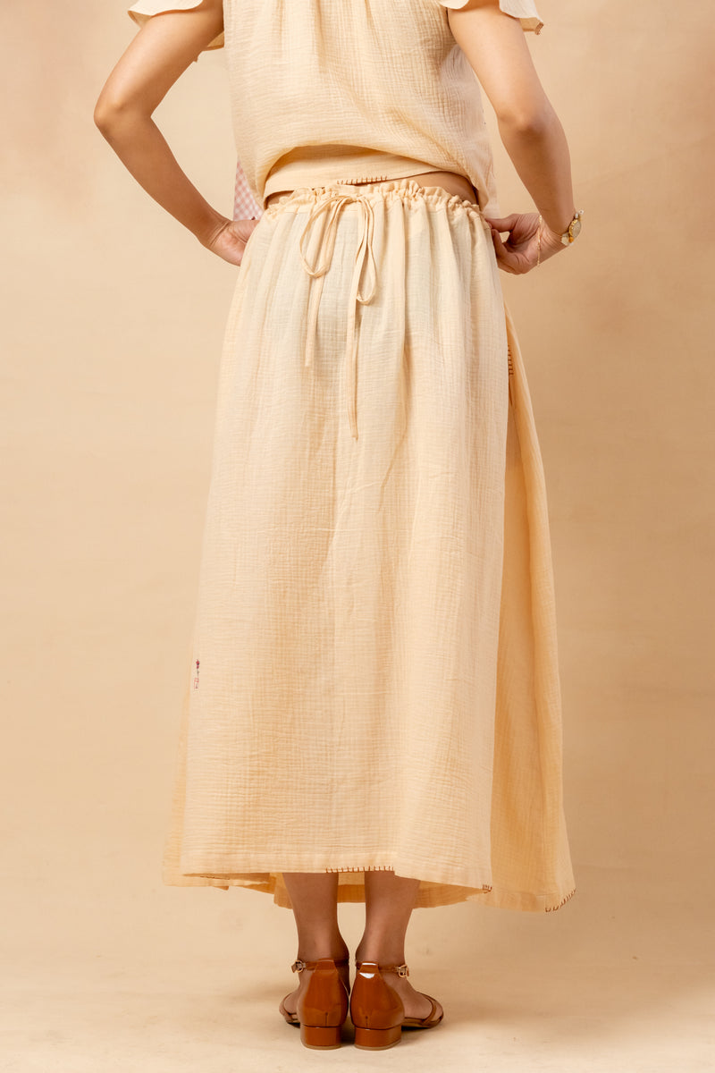 Honey Drop Skirt organic cotton gauge by Doodlage in beige color for women in Singapore