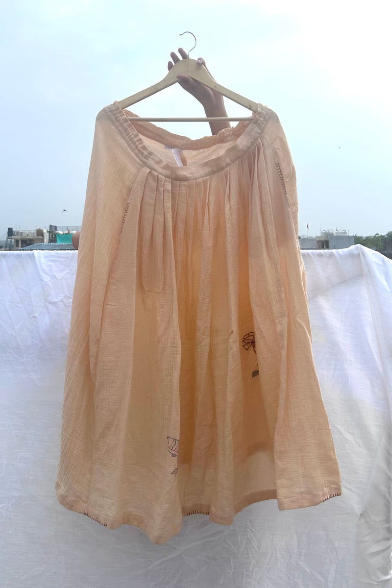 Honey Drop Skirt organic cotton gauge by Doodlage in beige color for women in Singapore