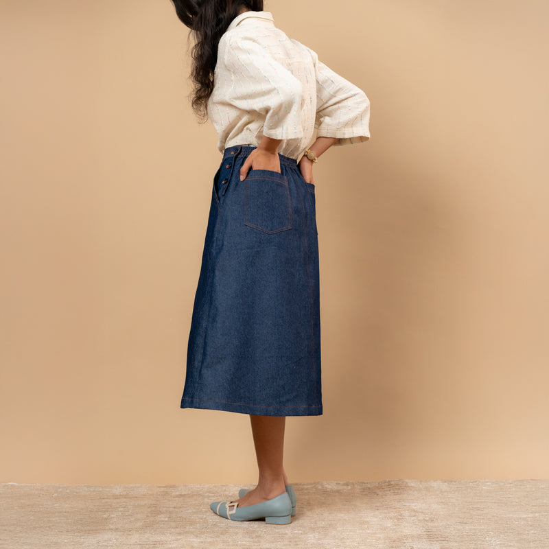 Starglade Denim Skirt by Doodlage in blue color for women in Singapore