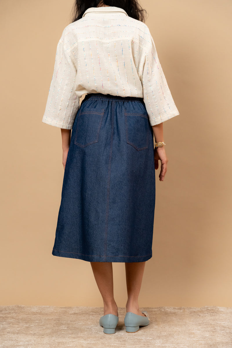 Starglade Denim Skirt by Doodlage in blue color for women in Singapore