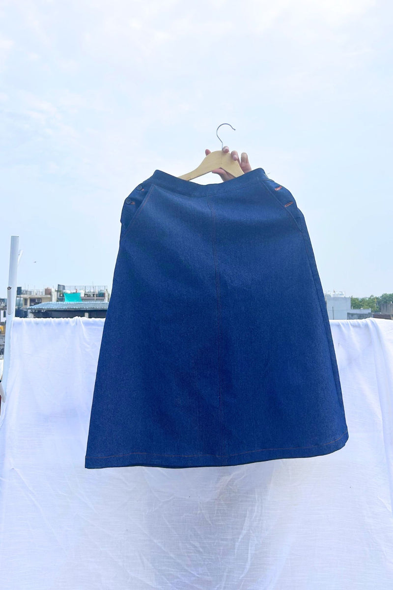 Starglade Denim Skirt by Doodlage in blue color for women in Singapore