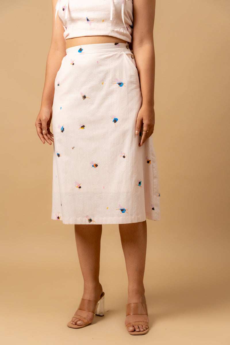 Starglade printed skirt by Doodlage in pink color for women in Singapore