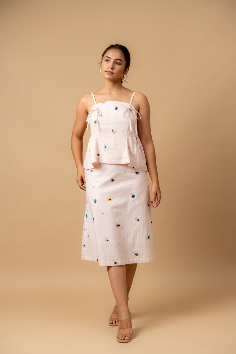 Starglade printed skirt by Doodlage in pink color for women in Singapore