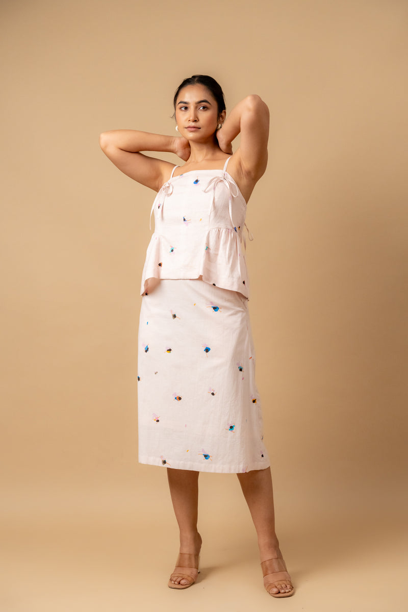 Starglade printed skirt by Doodlage in pink color for women in Singapore