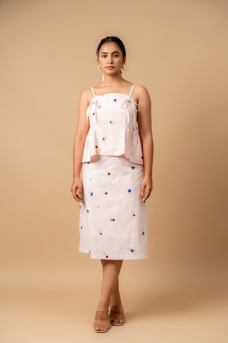 Starglade printed skirt by Doodlage in pink color for women in Singapore