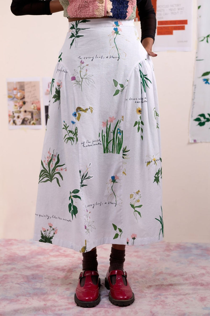 VELORA PRINTED SKIRT linen by Doodlage for women in Singapore