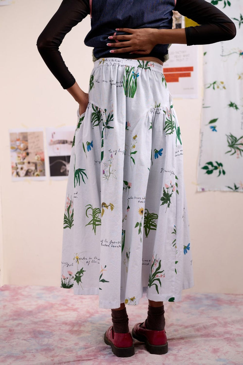 VELORA PRINTED SKIRT linen by Doodlage for women in Singapore