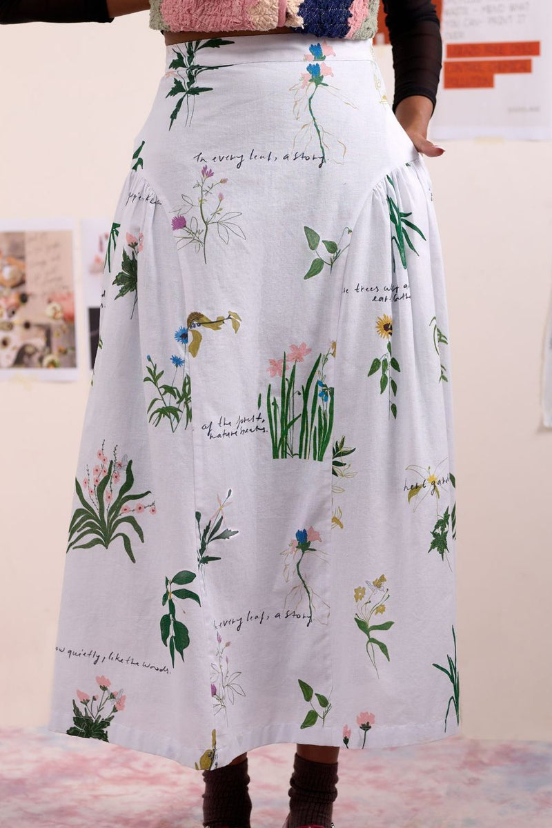 VELORA PRINTED SKIRT linen by Doodlage for women in Singapore
