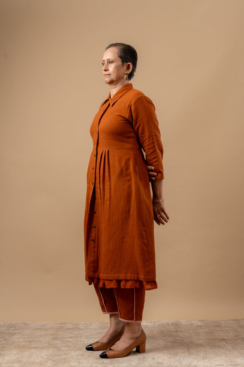 Carolle Set organic cotton gauge by Doodlage in rust color for women in Singapore
