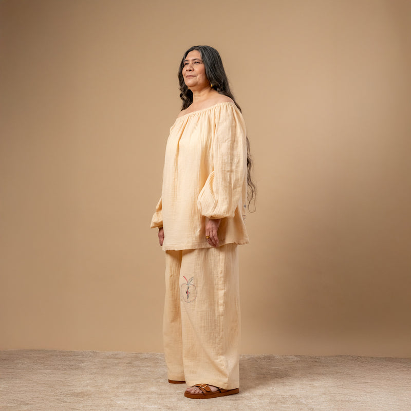 Firefly Flicker Set organic cotton gauge by Doodlage in beige color for women in Singapore