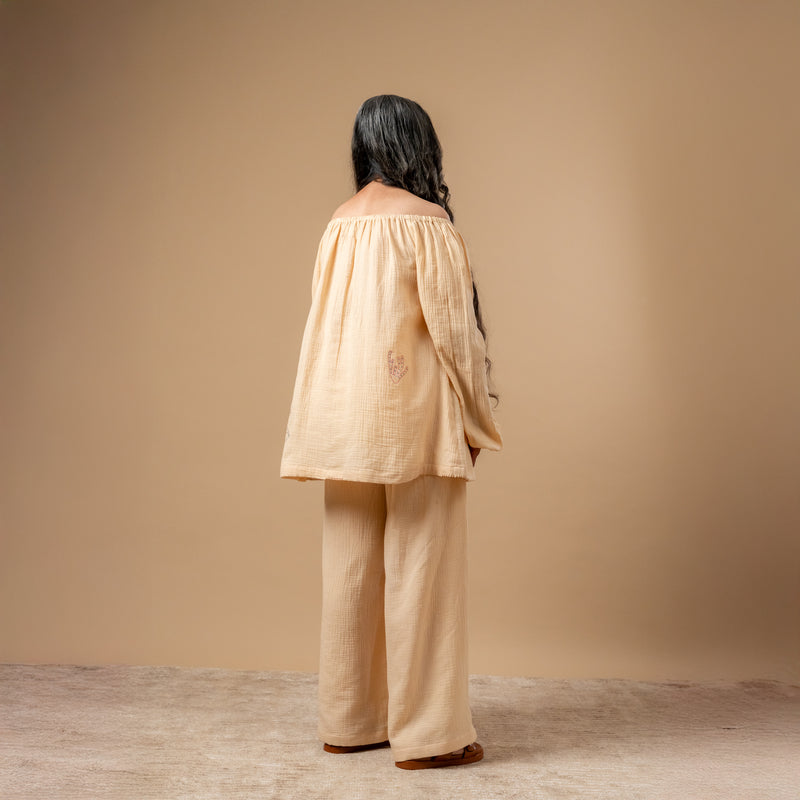 Firefly Flicker Set organic cotton gauge by Doodlage in beige color for women in Singapore