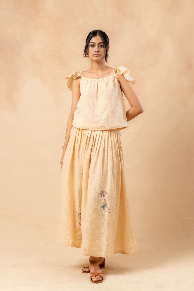 Honey Drop Set organic cotton gauge by Doodlage in beige color for women in Singapore