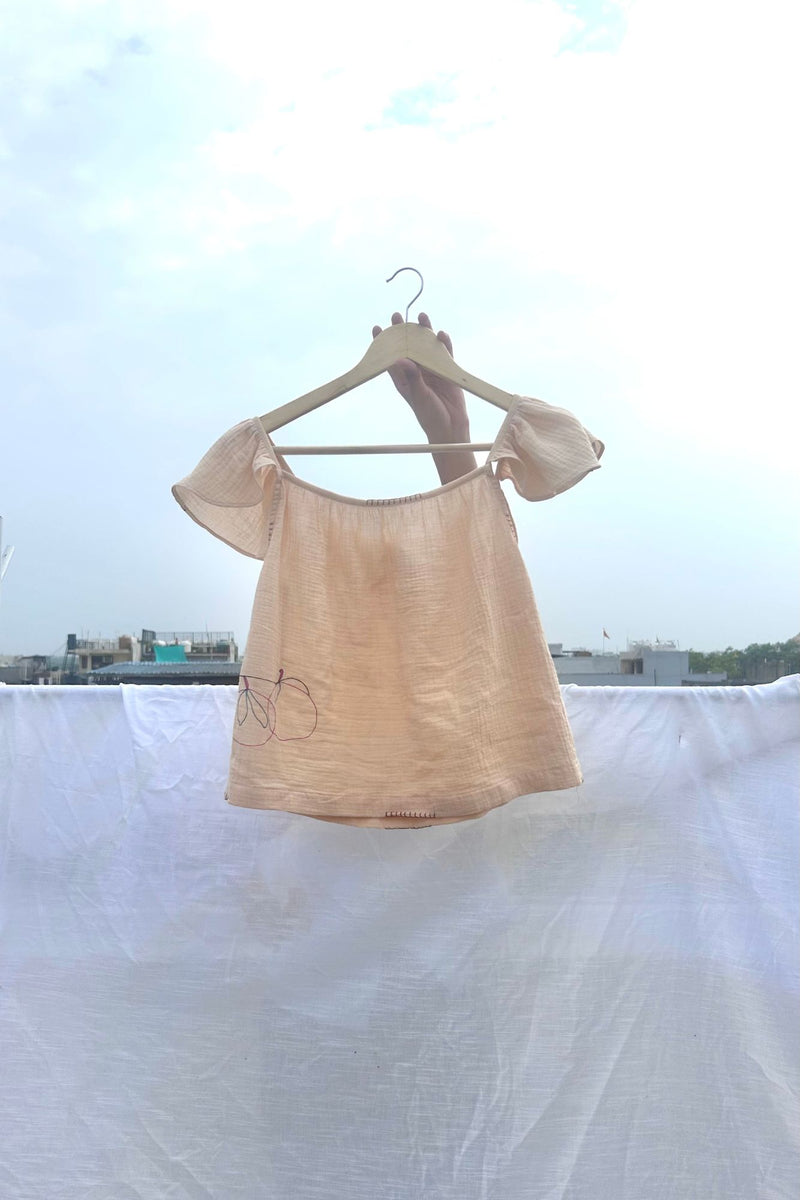 Honey Drop Set organic cotton gauge by Doodlage in beige color for women in Singapore
