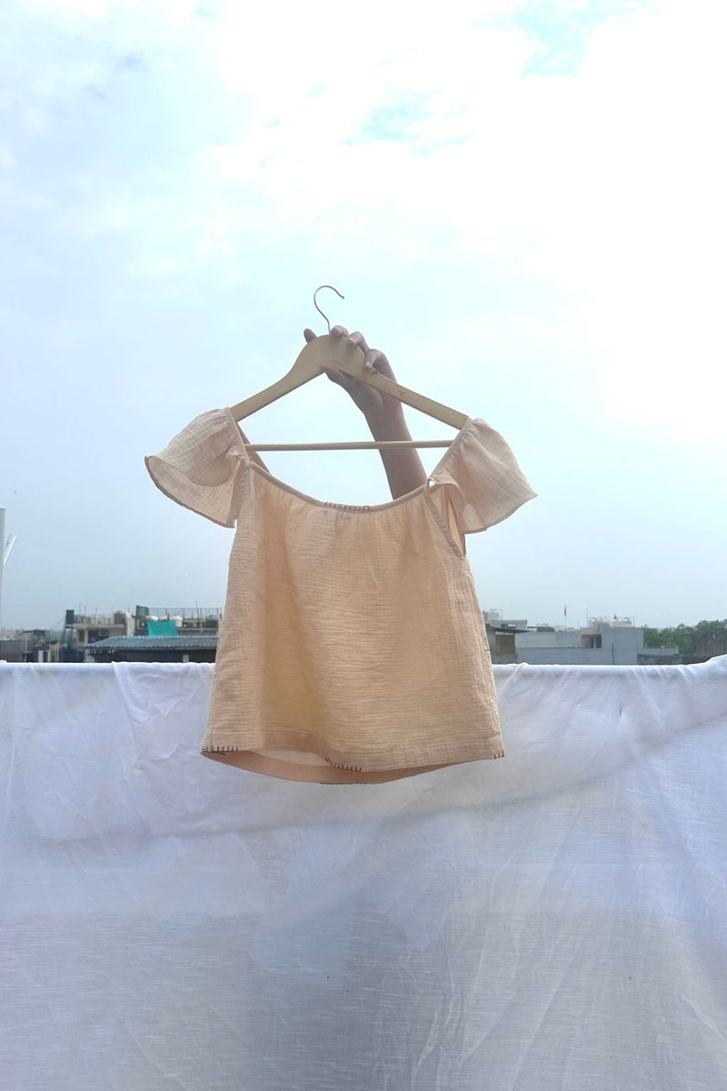 Honey Drop Set organic cotton gauge by Doodlage in beige color for women in Singapore
