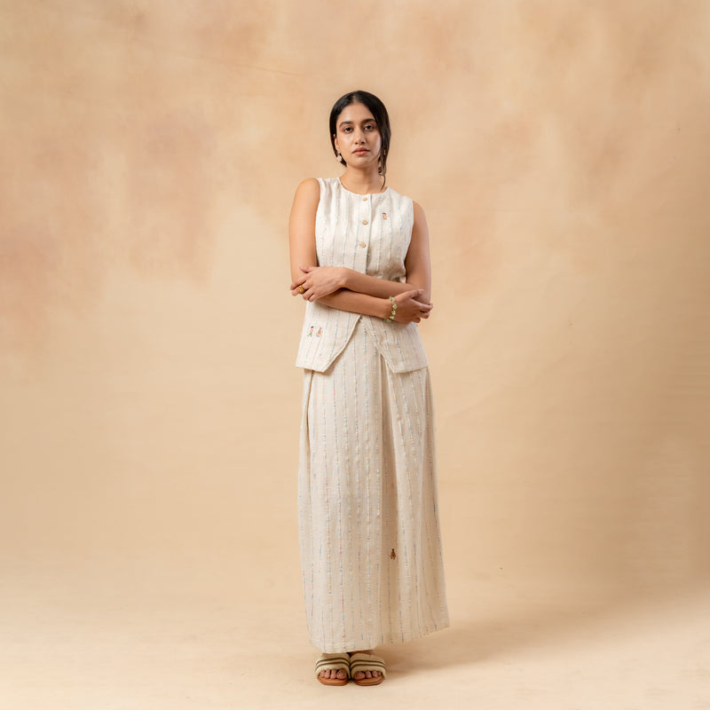 Margret Upcycled Cotton Skirt by Doodlage in beige color for women in Singapore