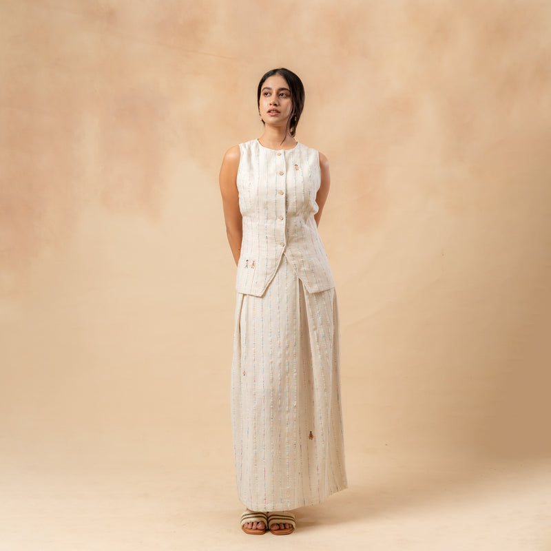 Margret Upcycled Cotton Skirt by Doodlage in beige color for women in Singapore