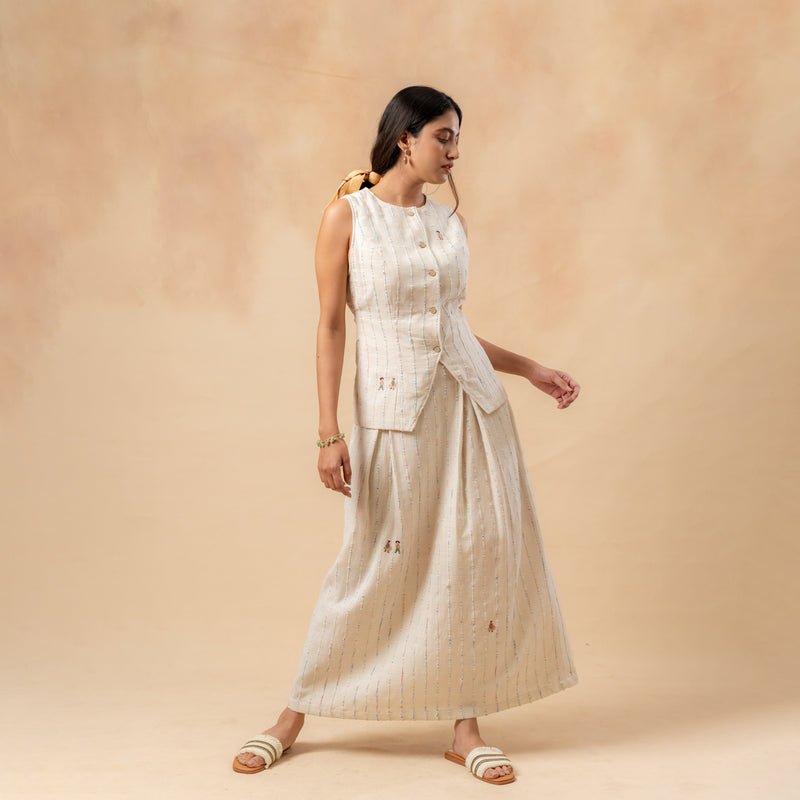 Margret Upcycled Cotton Skirt by Doodlage in beige color for women in Singapore