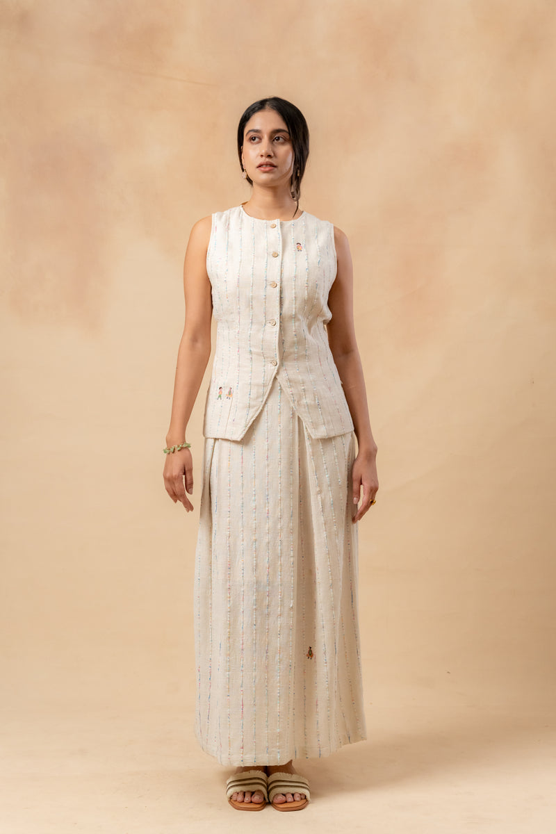 Margret Upcycled Cotton Skirt by Doodlage in beige color for women in Singapore