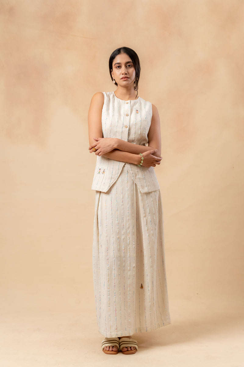 Margret Upcycled Cotton Skirt by Doodlage in beige color for women in Singapore