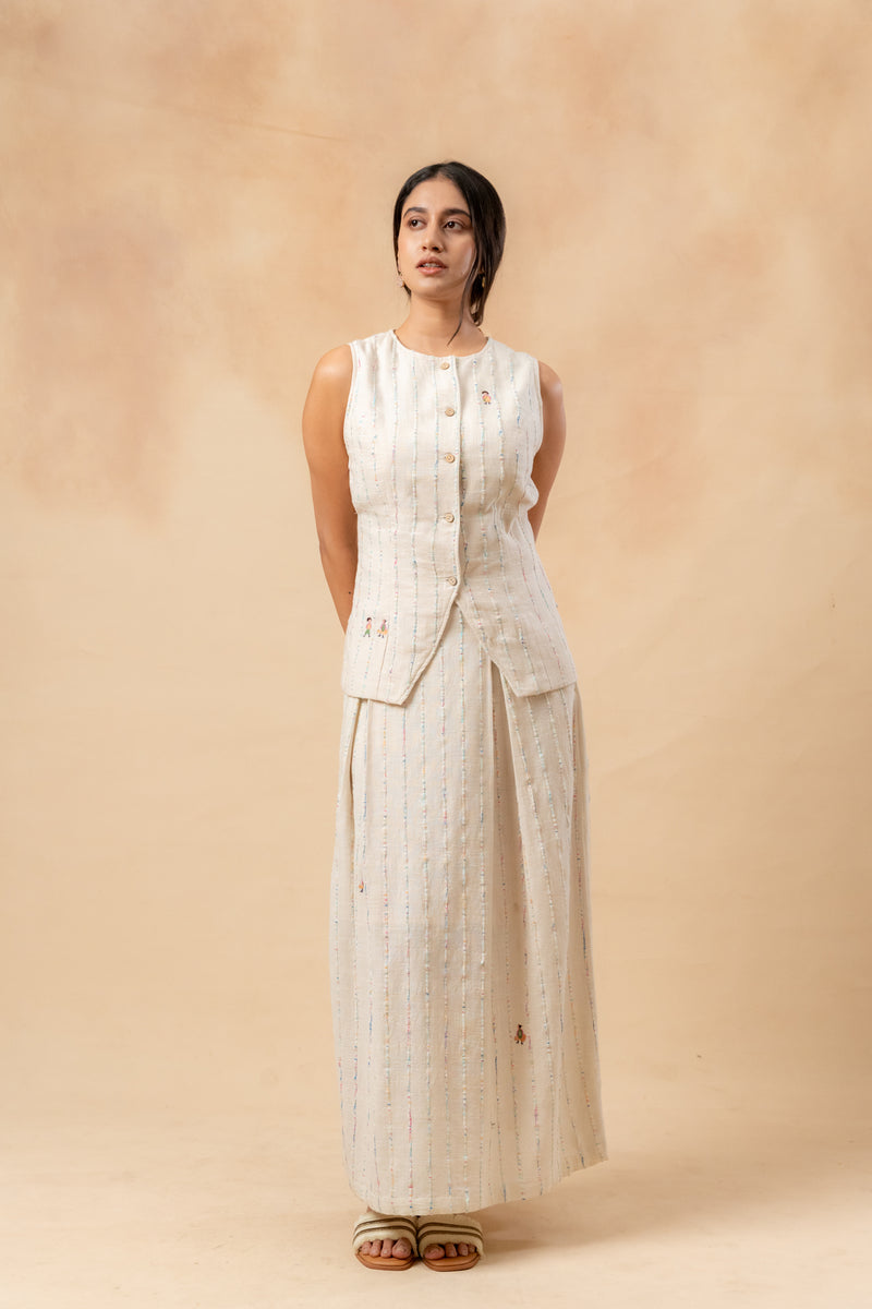 Margret Upcycled Cotton Skirt by Doodlage in beige color for women in Singapore