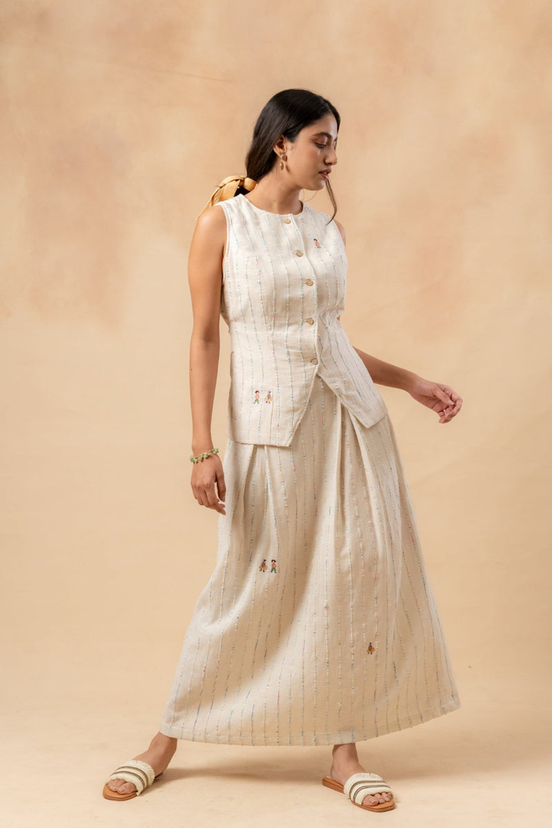 Margret Upcycled Cotton Skirt by Doodlage in beige color for women in Singapore
