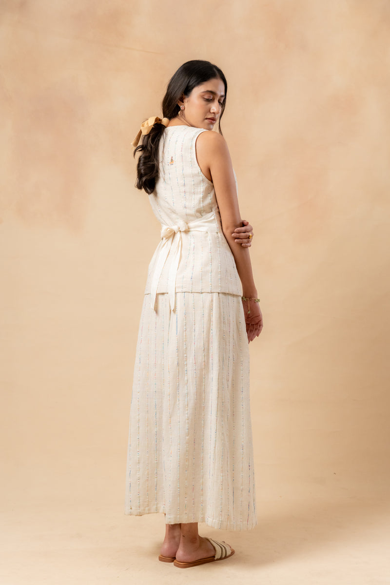 Margret Upcycled Cotton Skirt by Doodlage in beige color for women in Singapore