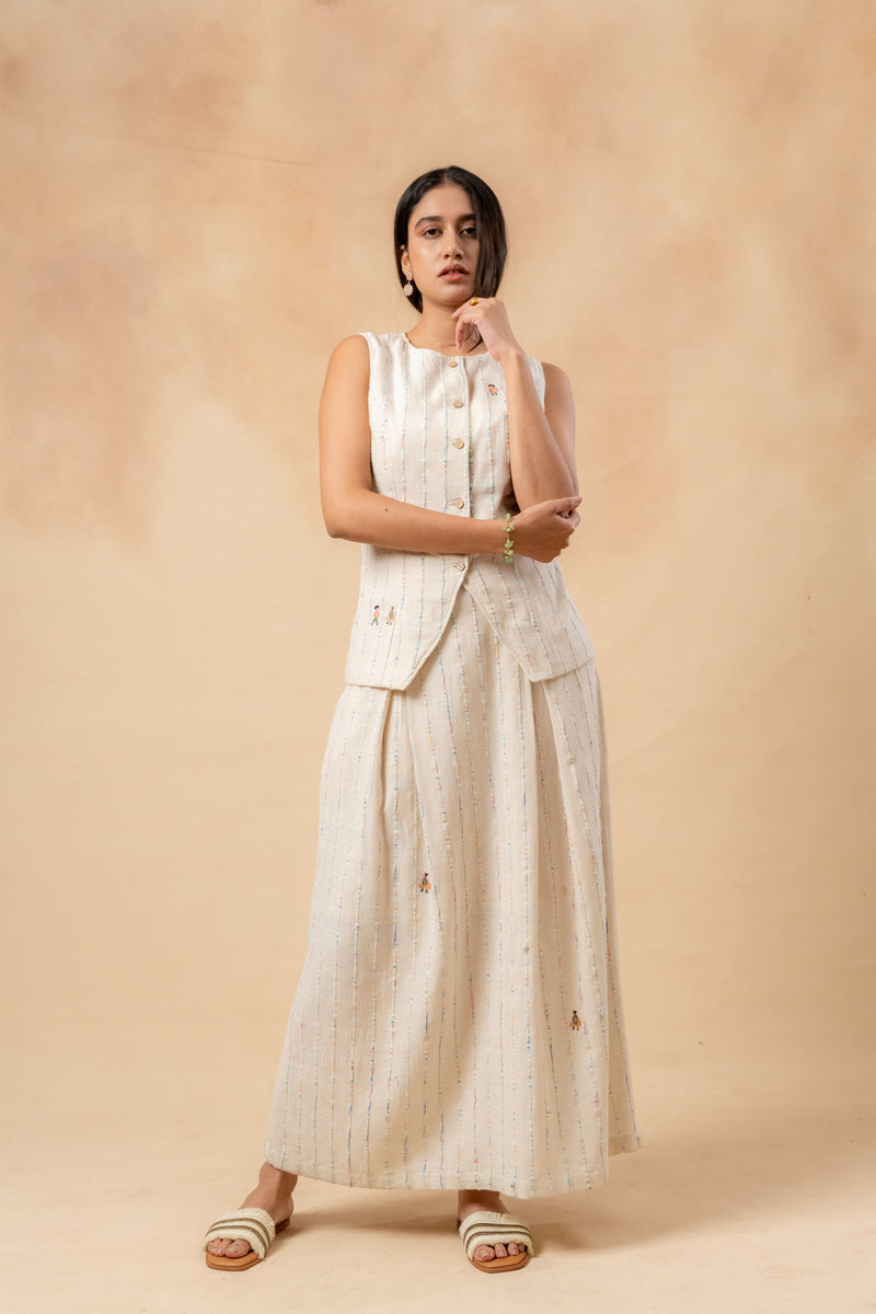 Margret Upcycled Cotton Skirt by Doodlage in beige color for women in Singapore